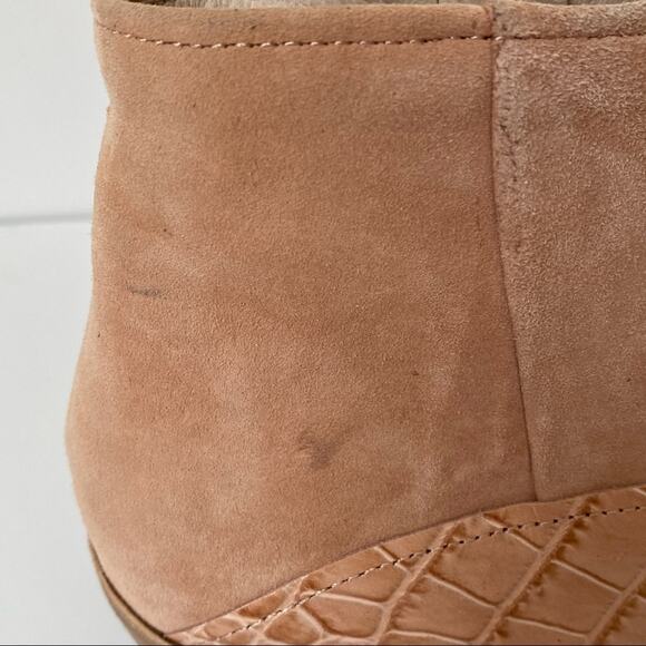 Louise Et Cie Vada Demure Tan/Pink/Nude Suede Leather Ankle Boots size 8.5 - Picture 3 of 12